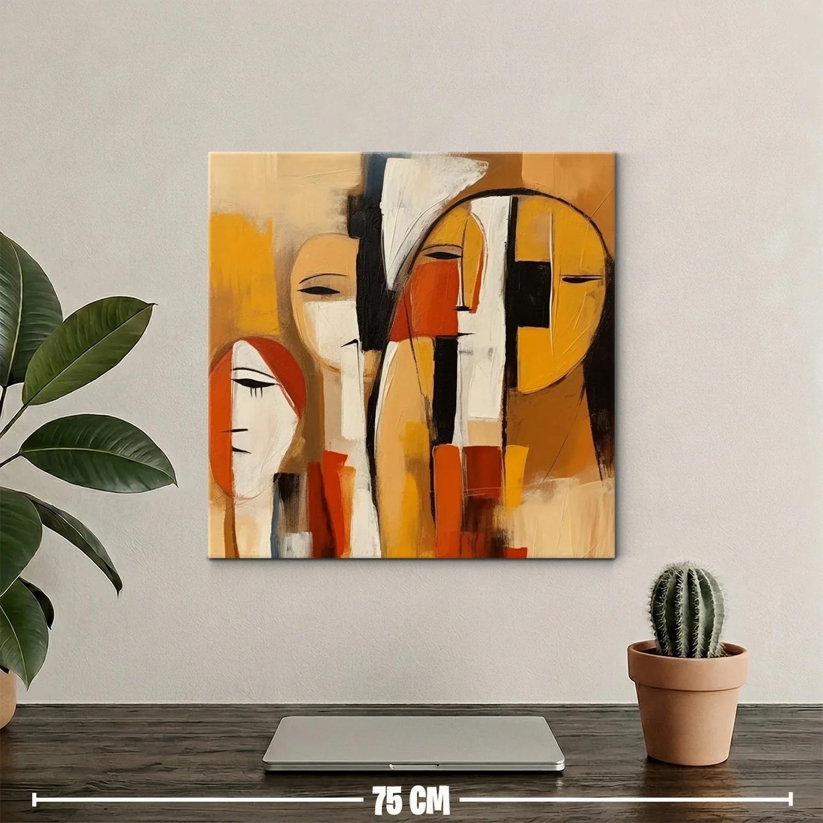 Cuadro abstracto con figuras humanas en tonos cálidos — miniatura 2