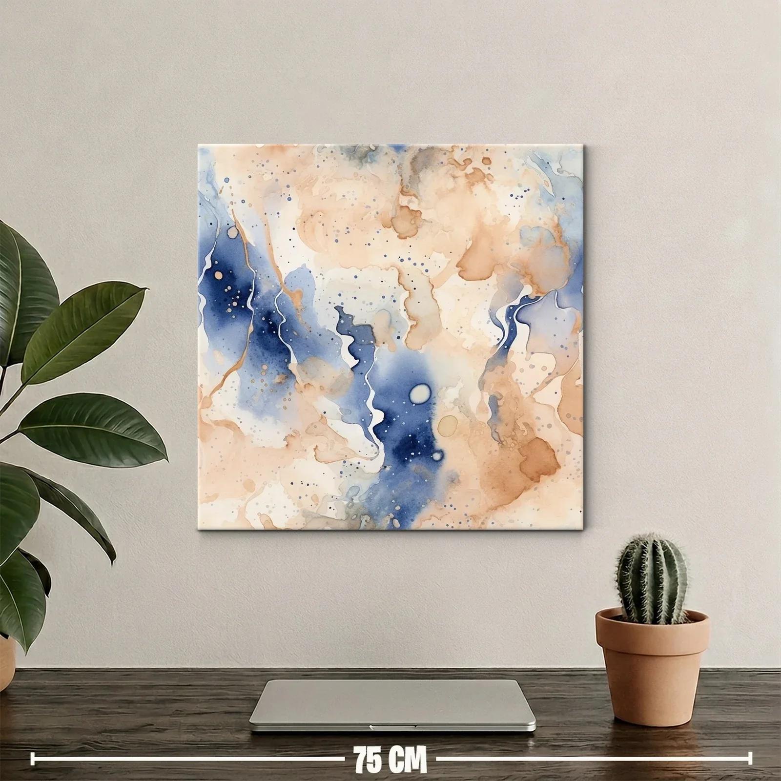 Cuadro abstracto en tonos azules y beige para ambientes modernos — miniatura 2