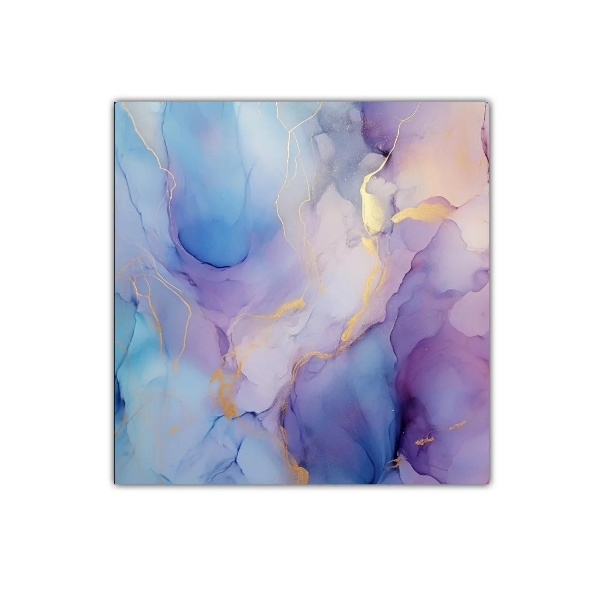 Cuadro abstracto con tonos violetas y azul pastel delicados — miniatura 1