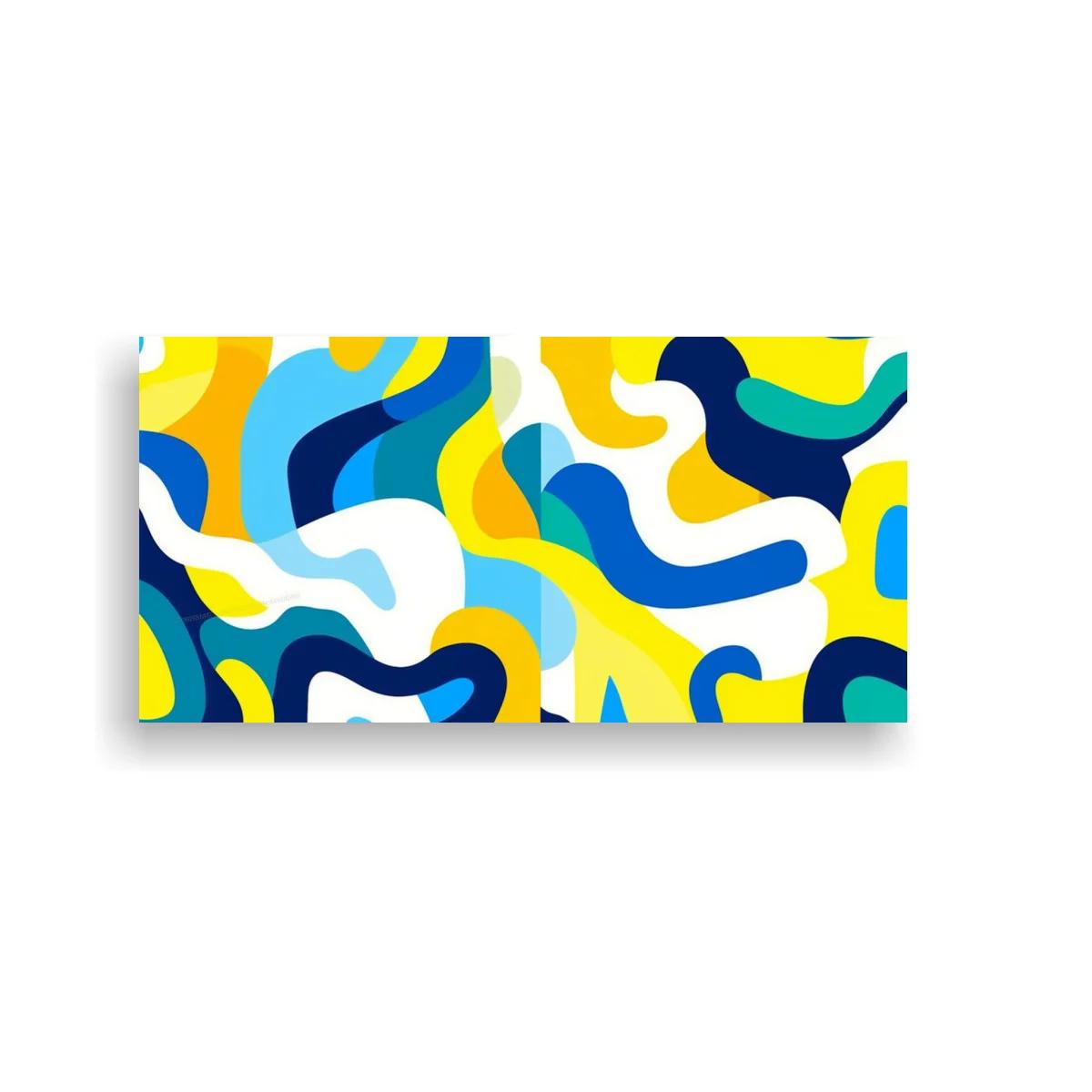 Cuadro de formas onduladas abstractas en turquesa y amarillo — imagen principal