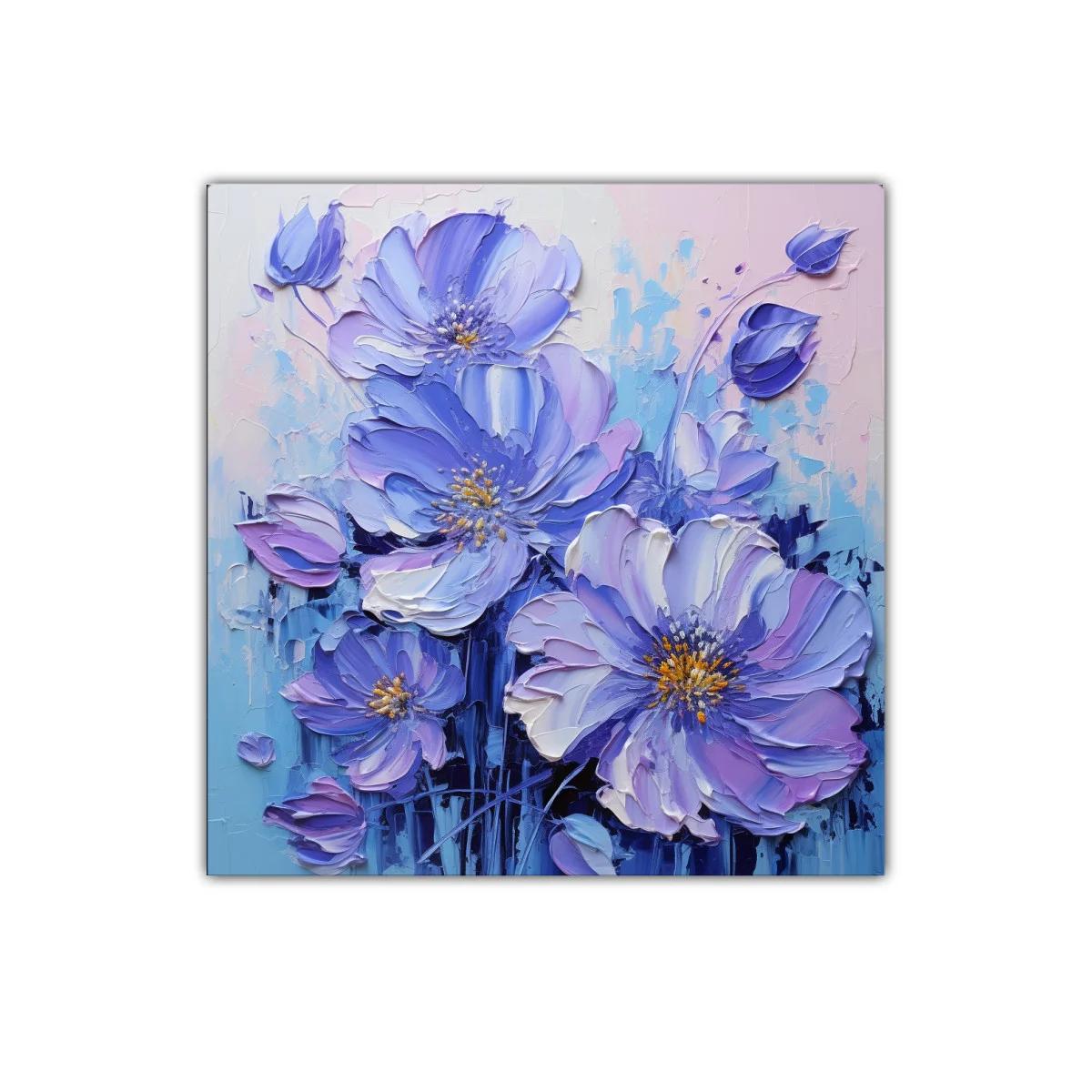 Cuadro decorativo con delicadas flores en tonos lilas y azules