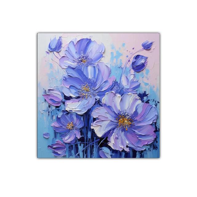 Cuadro decorativo con delicadas flores en tonos lilas y azules