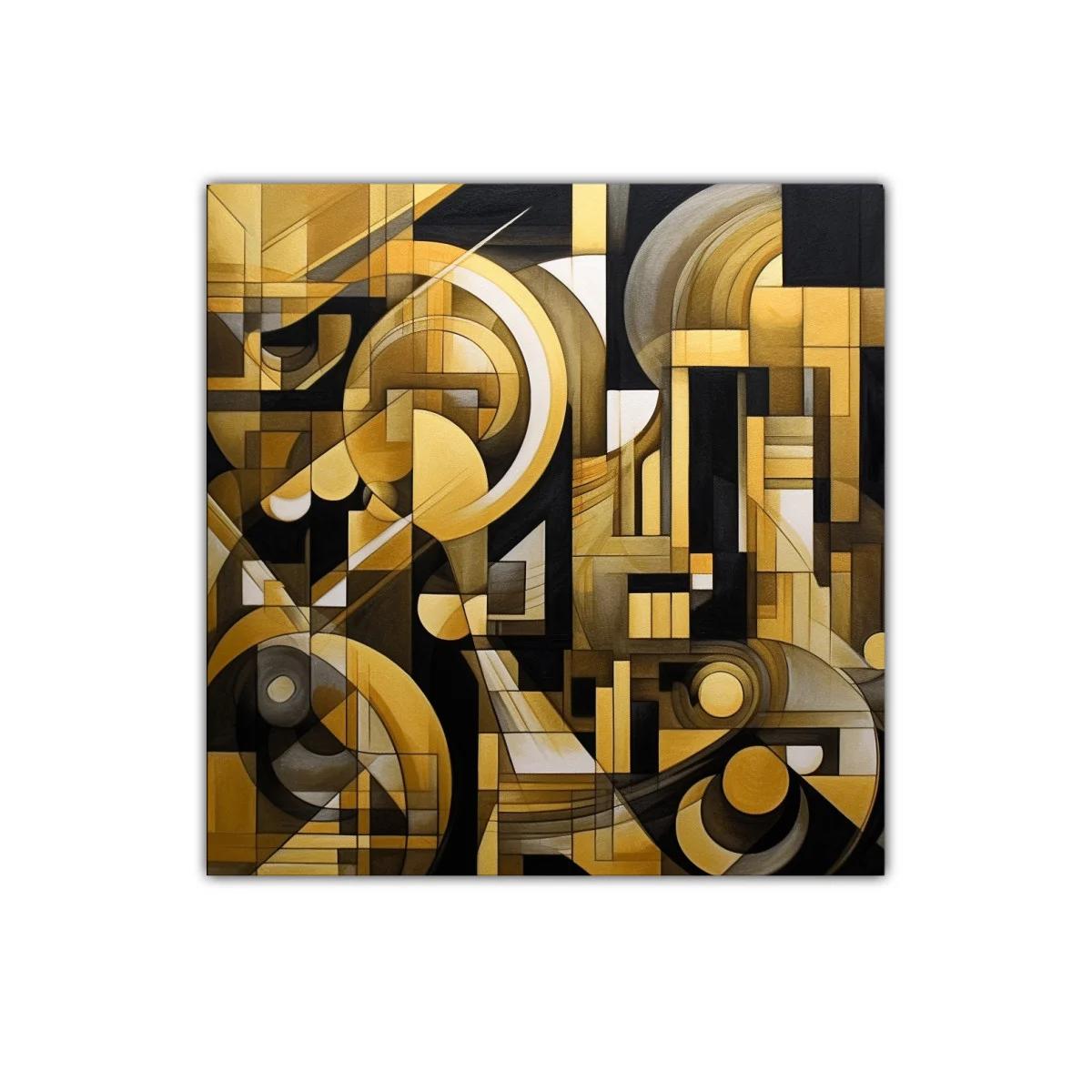 Composición geométrica abstracta en tonos dorados y negros — imagen principal