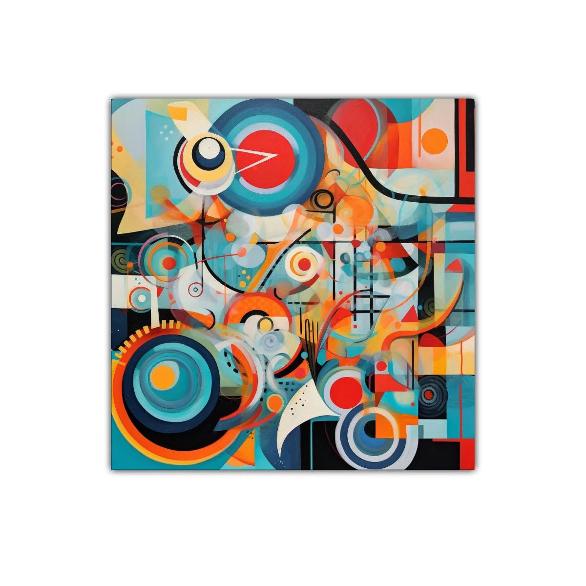 Cuadro abstracto con formas y círculos vibrantes — miniatura 1