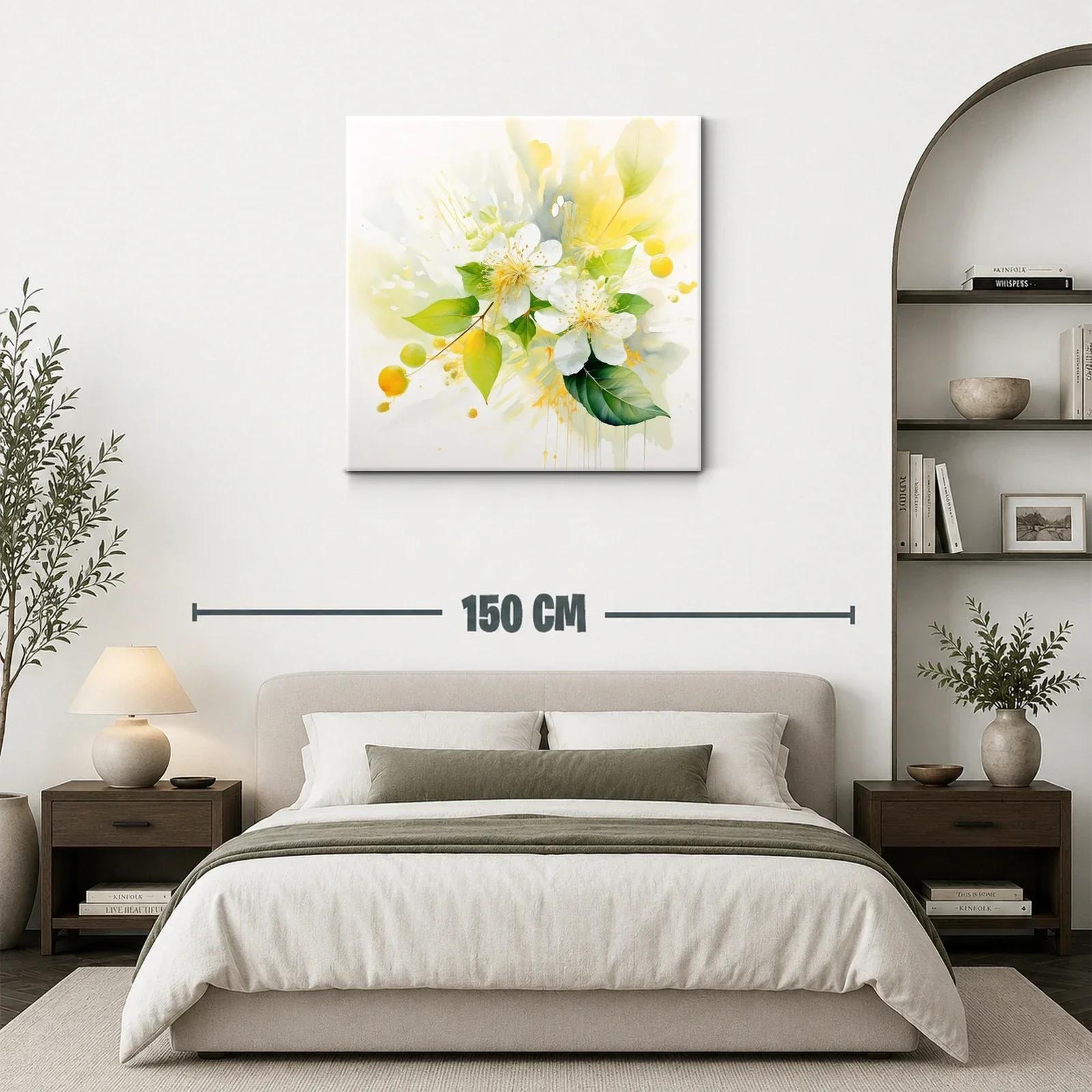 Flores blancas y hojas verdes con toques amarillos vibrantes — miniatura 3