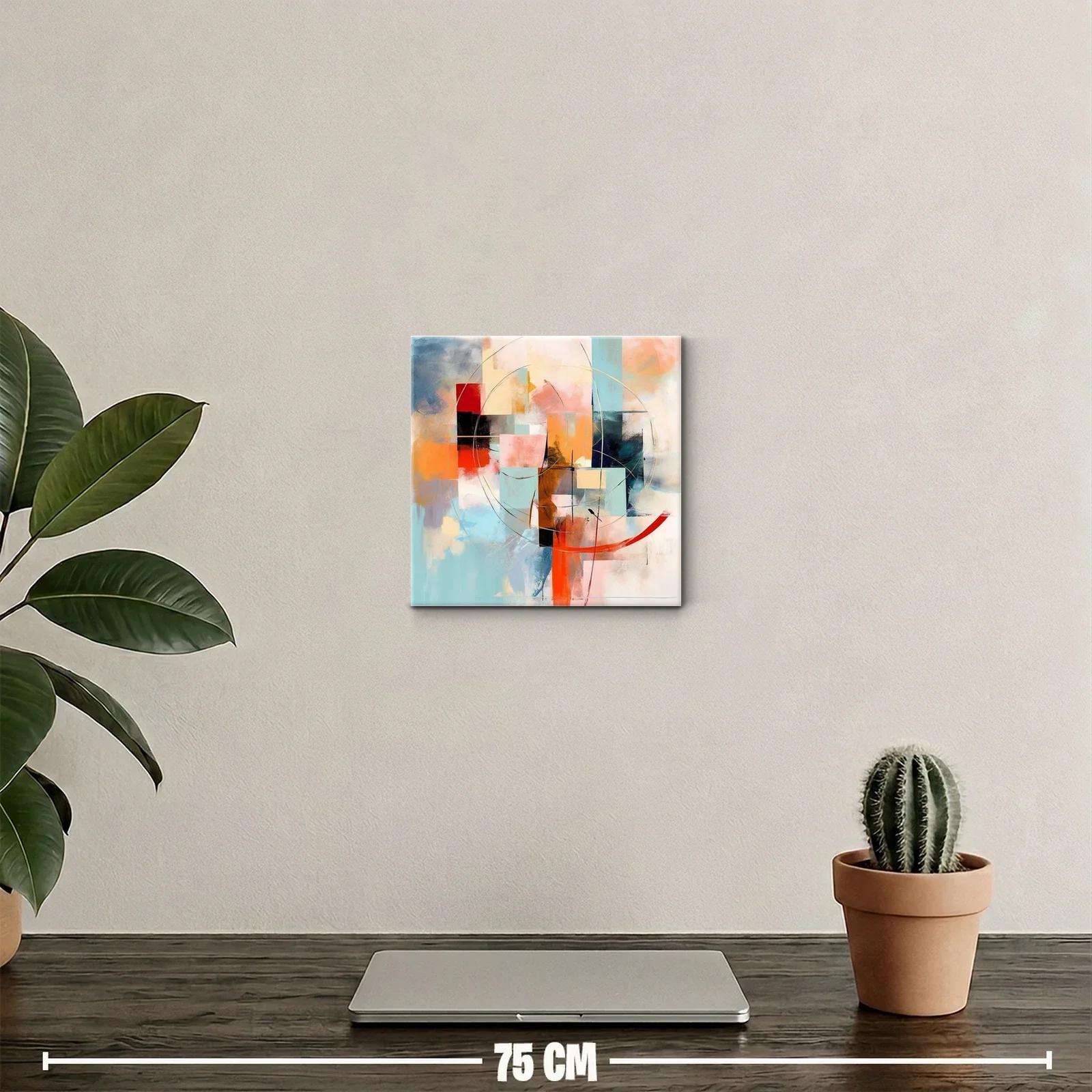 Composición abstracta con tonos cálidos y fríos equilibrados — miniatura 2