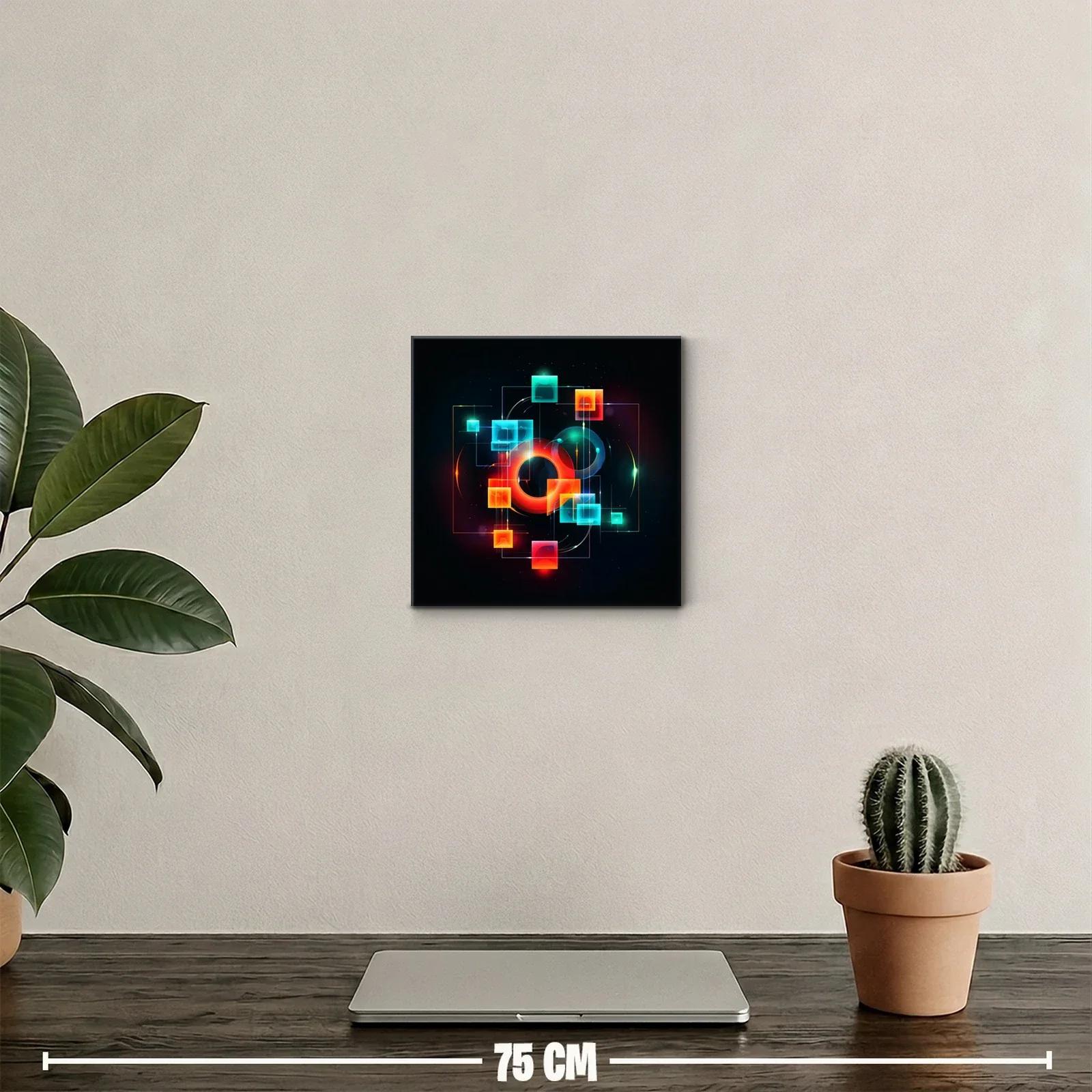 Cuadro abstracto con formas geométricas y colores vivos — miniatura 2