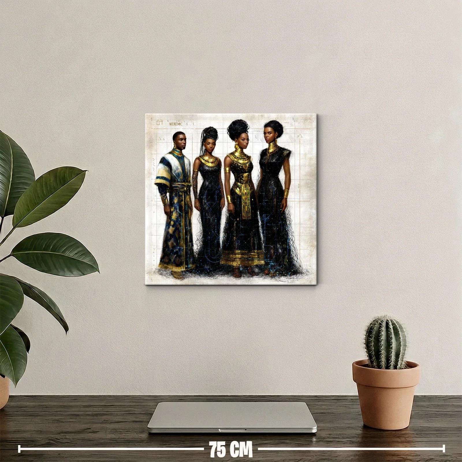 Elegancia ancestral en figuras con esencia dorada y negra — miniatura 2