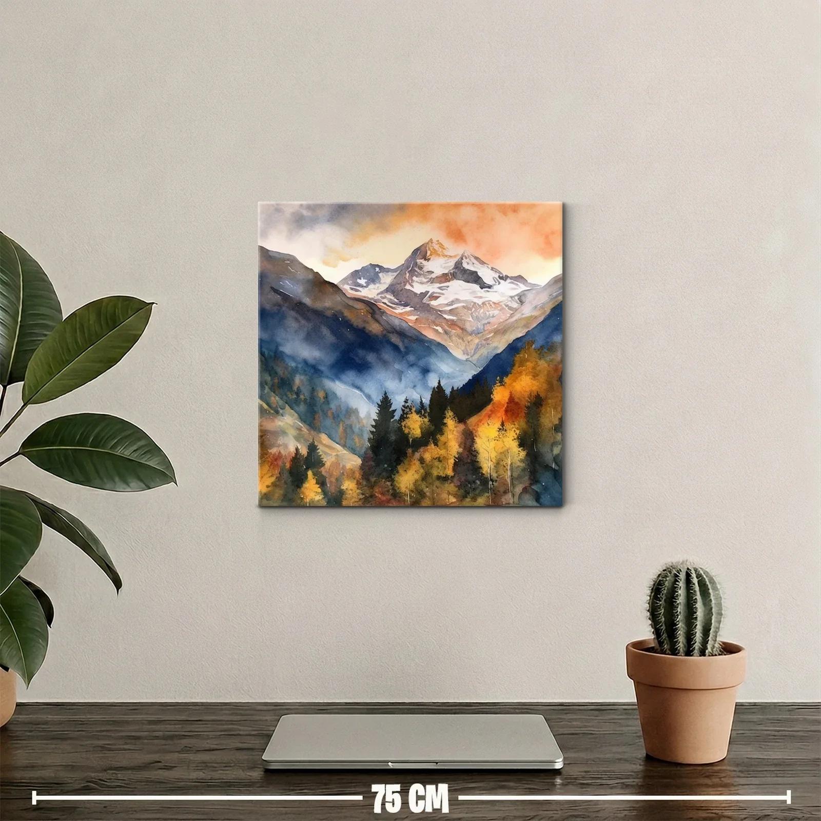 Paisaje montañoso con tonos otoñales y cielos cálidos — miniatura 2