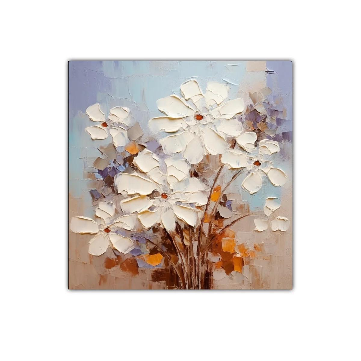 Cuadro decorativo flores blancas con tonos cálidos y suaves — imagen principal
