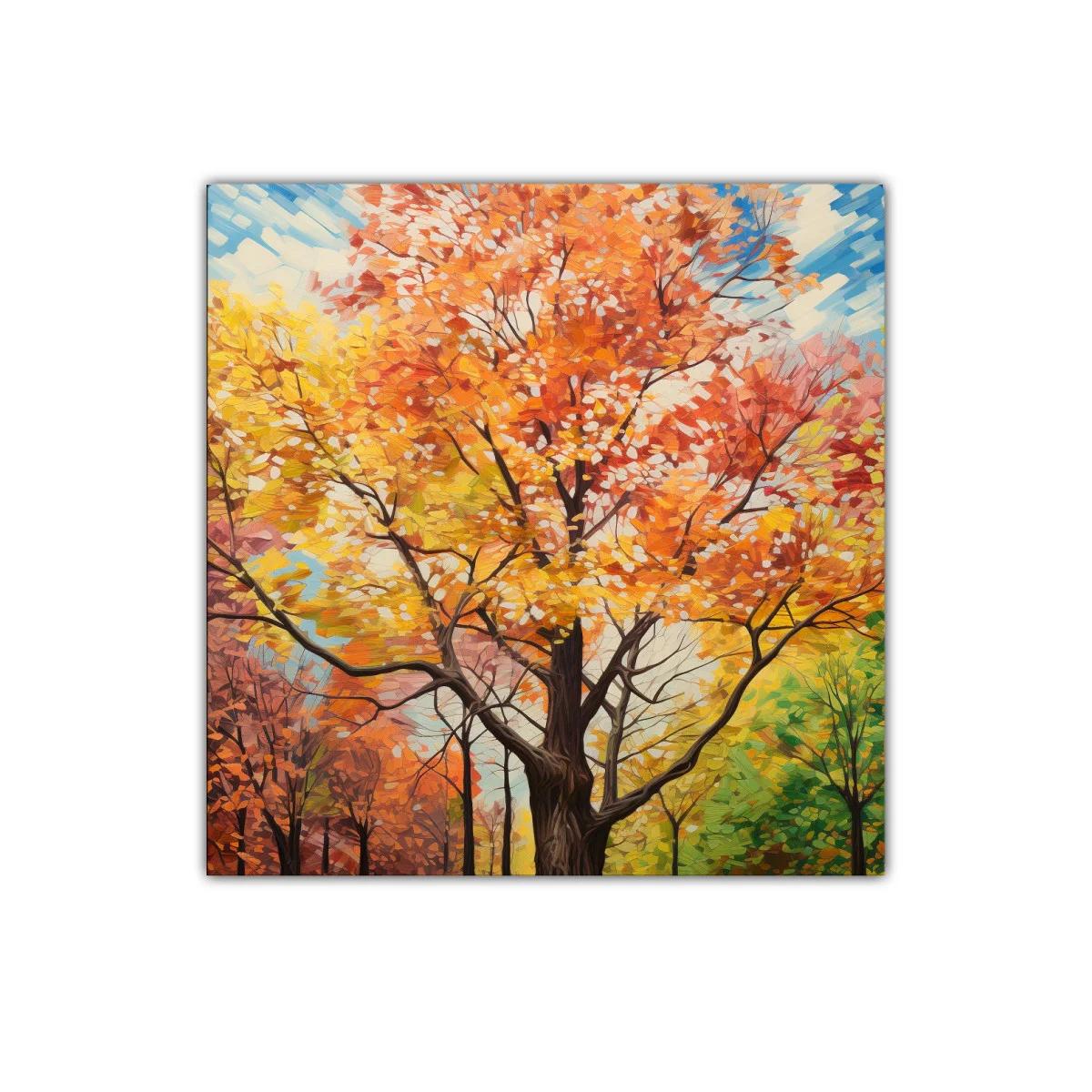 Cuadro Colorido Árbol en Otoño con Hojas Naranjas y Amarillas — imagen principal