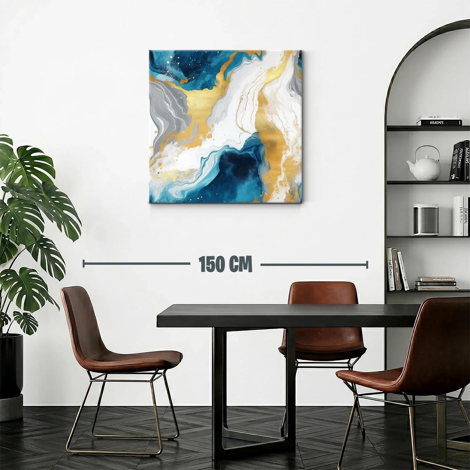 Composición abstracta con tonos dorados y azules intensos — miniatura 2