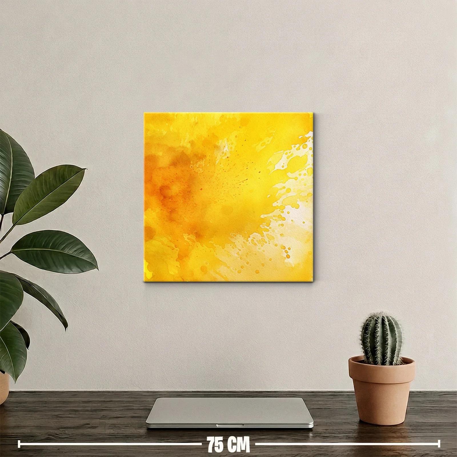 Cuadro abstracto en tonos cálidos amarillos y naranjas — miniatura 2