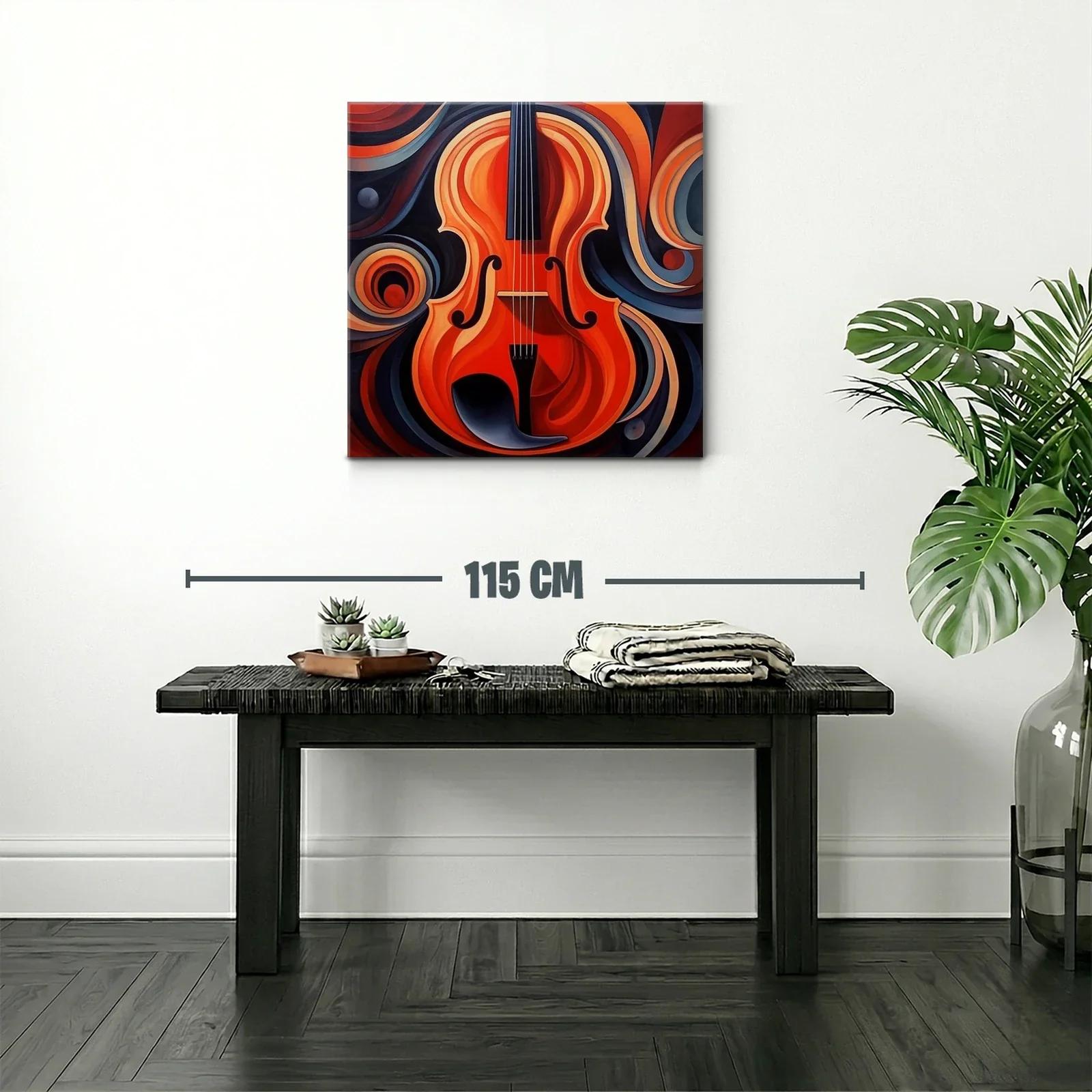 Cuadro vibrante con violín en tonos cálidos y abstractos — miniatura 2