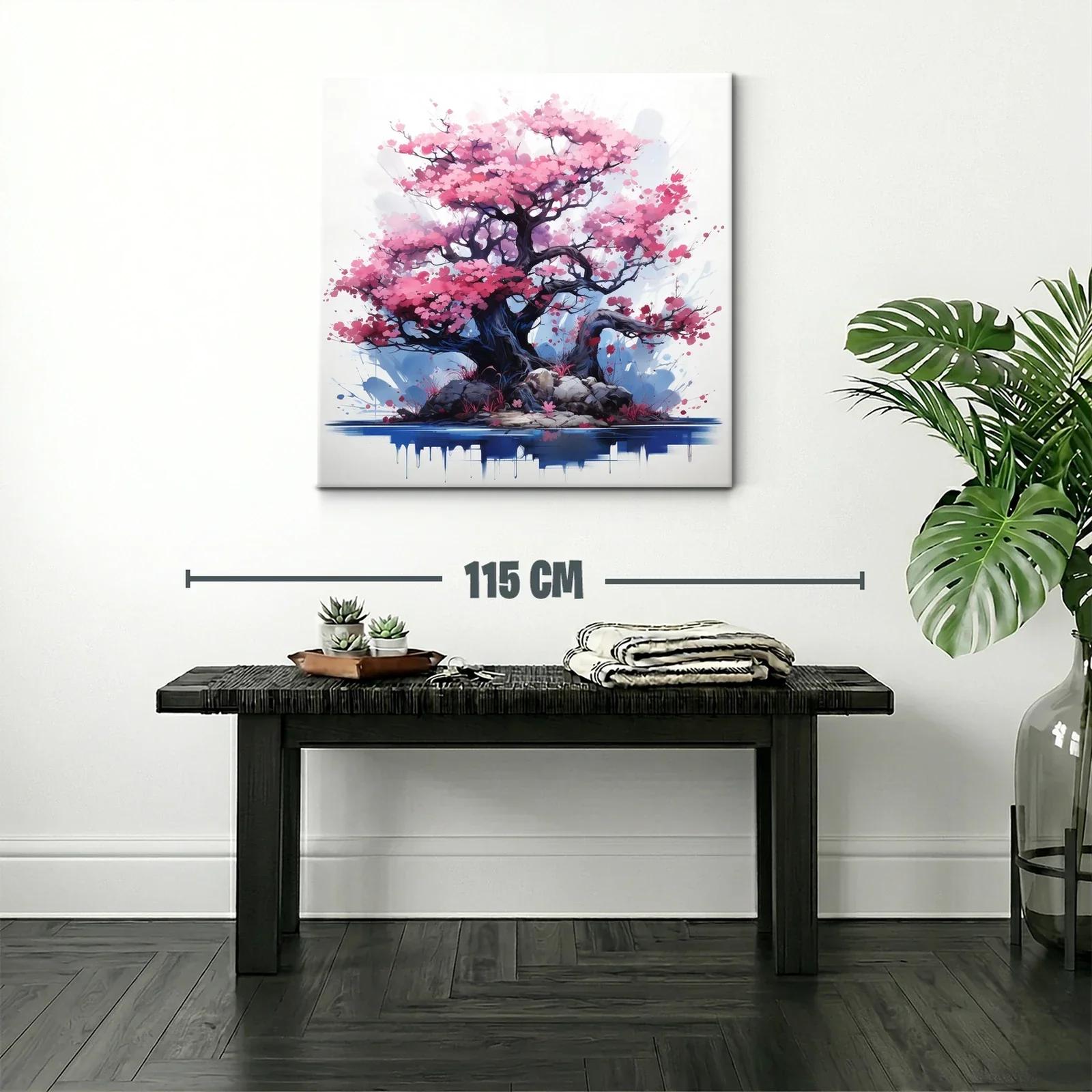 Árbol con flores rosas en paisaje delicado y armonioso — miniatura 2