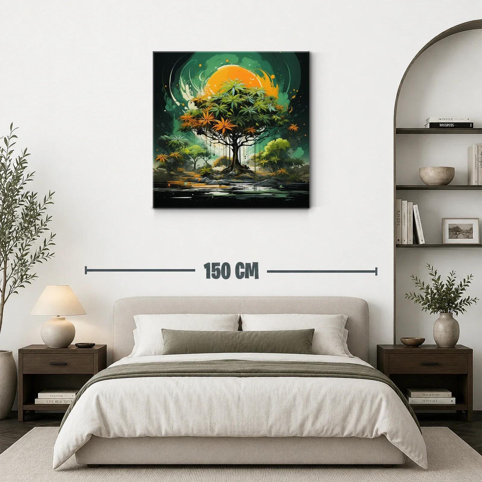 Árbol vibrante con tonos verdes y naranjas bajo sol intenso — miniatura 3