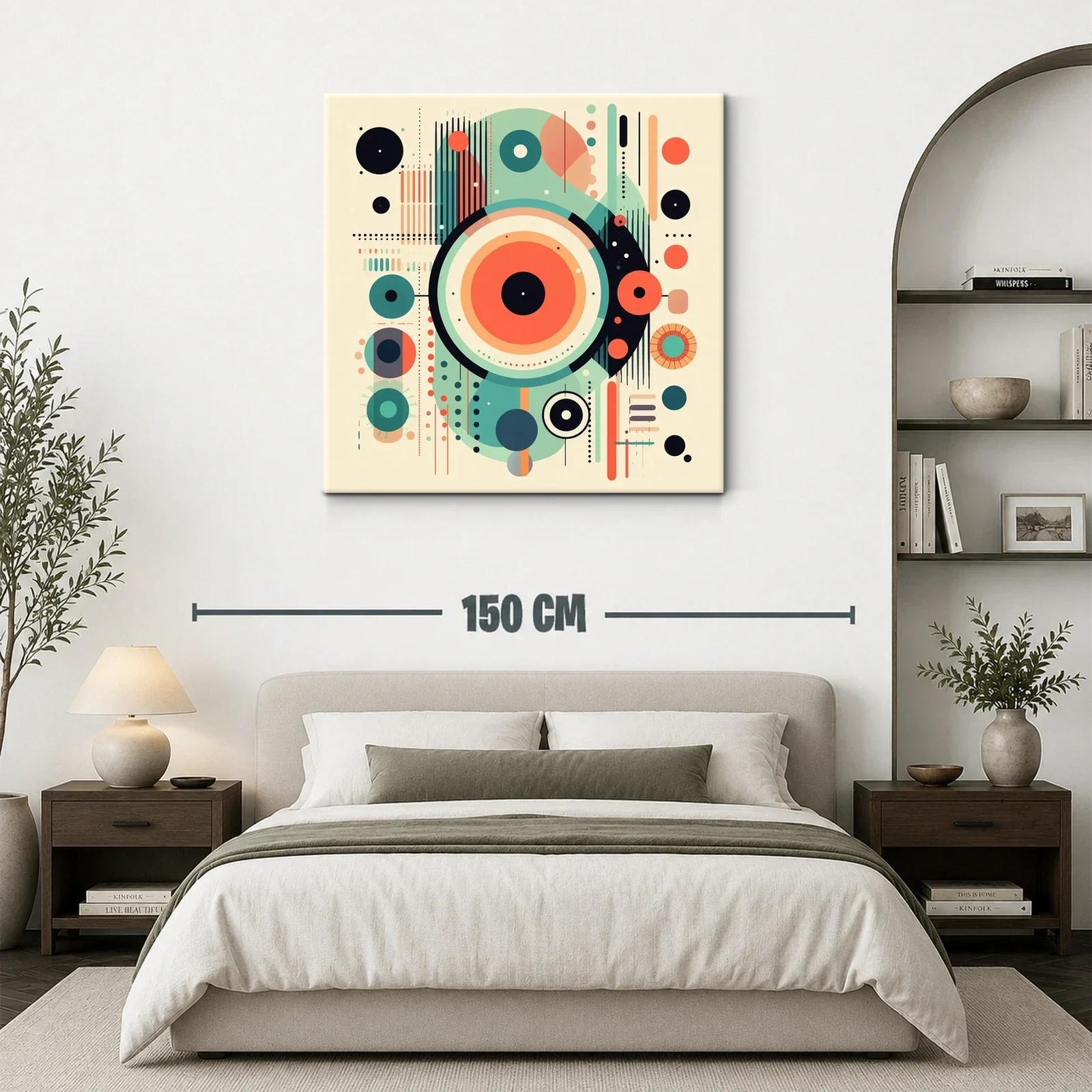Cuadro Abstracto con Formas Circulares en Tonos Cálidos y Fríos — miniatura 3