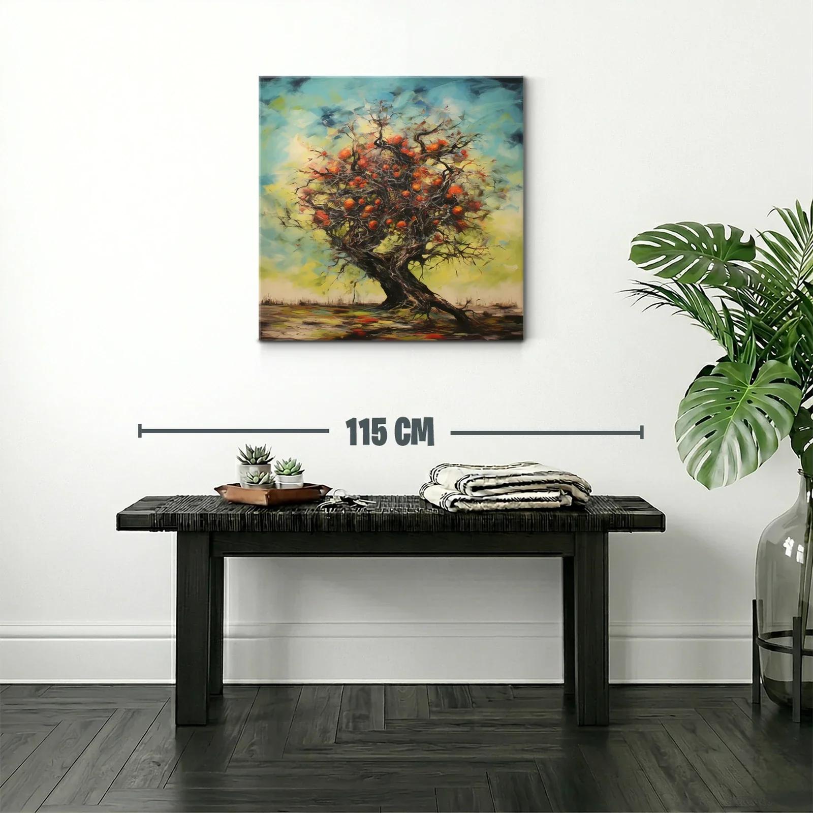 Árbol frutal con vibrantes tonos de naranja y azul — miniatura 2