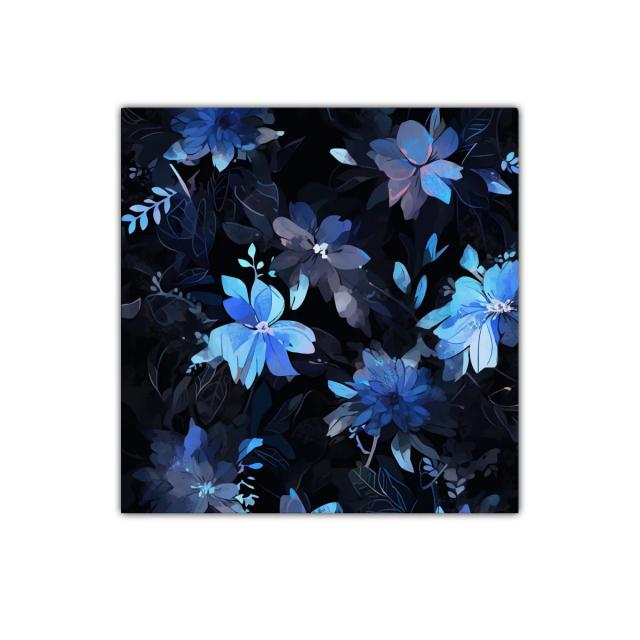 Cuadro floral en tonos azules para decoración elegante