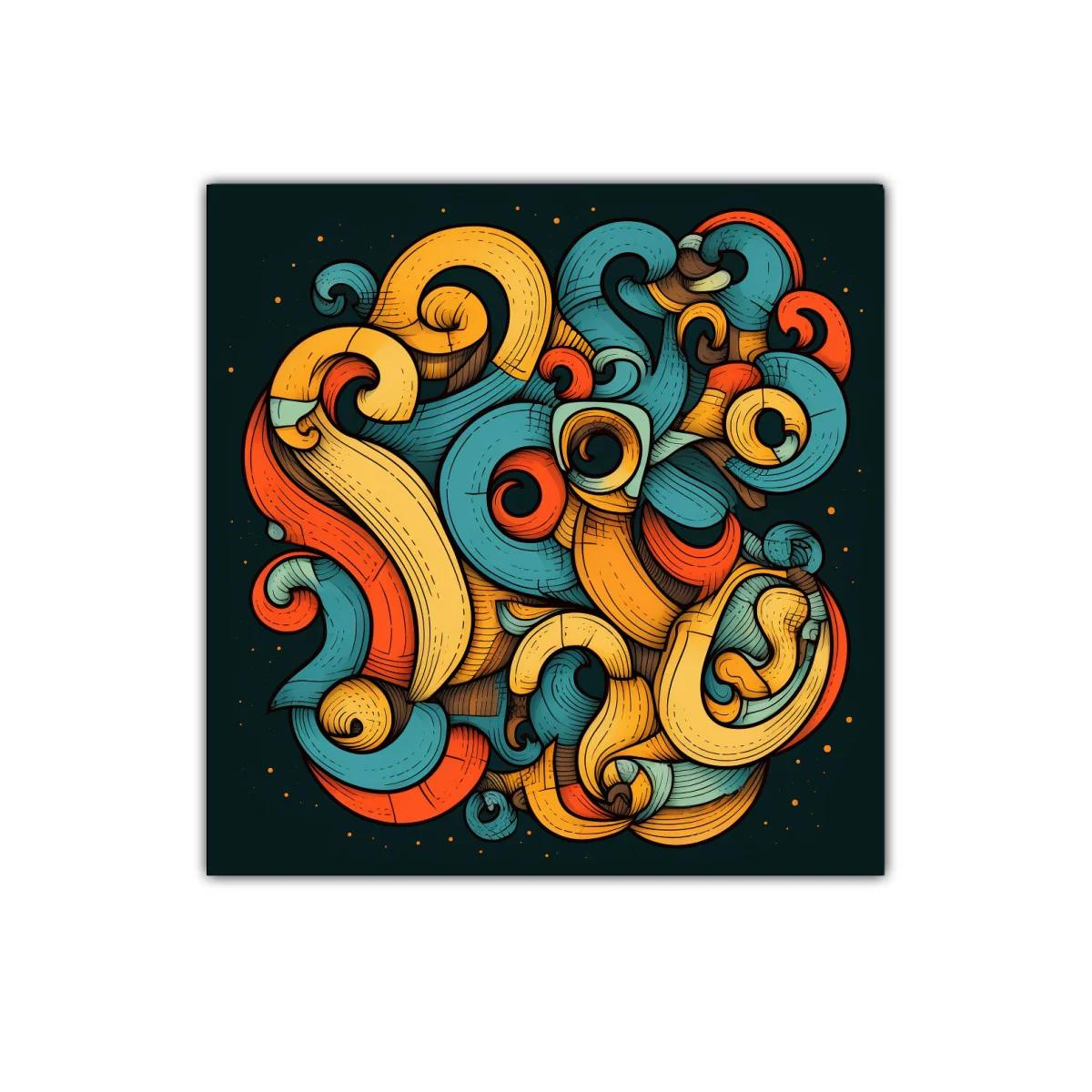 Composición abstracta en tonos vibrantes y formas ondulantes — imagen principal