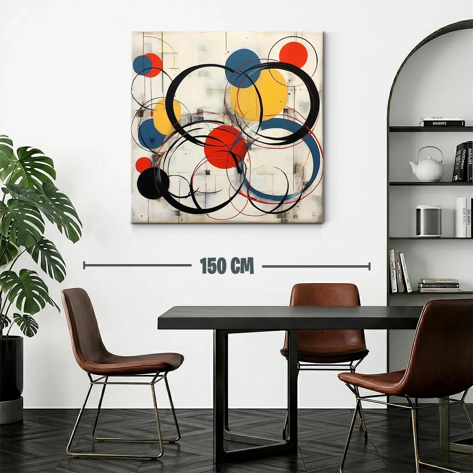 Cuadro abstracto con círculos en tonos cálidos y neutros — miniatura 2