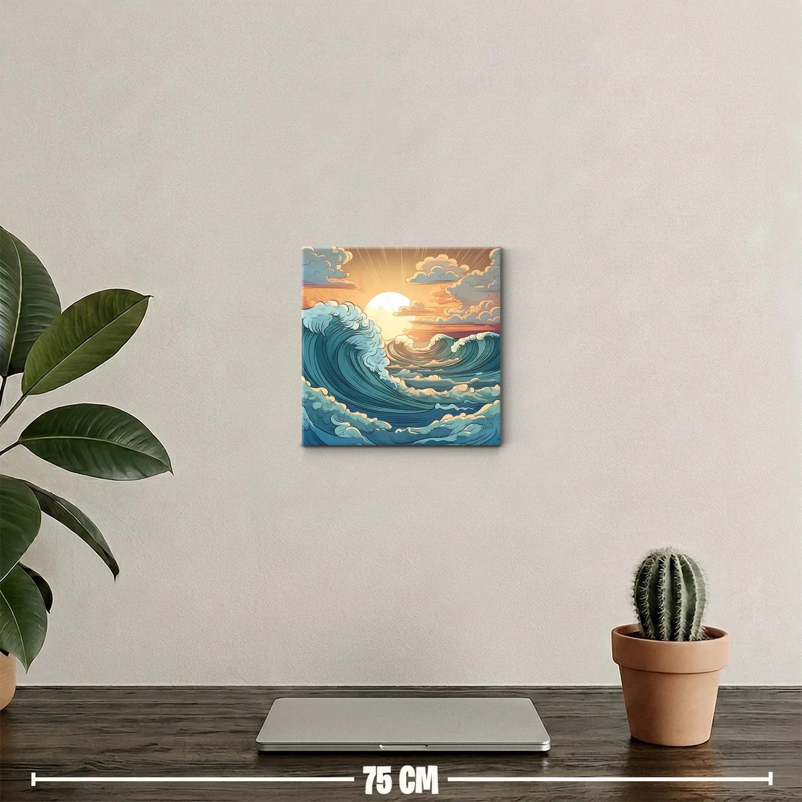 Atardecer sobre olas dinámicas en calma y movimiento — miniatura 2