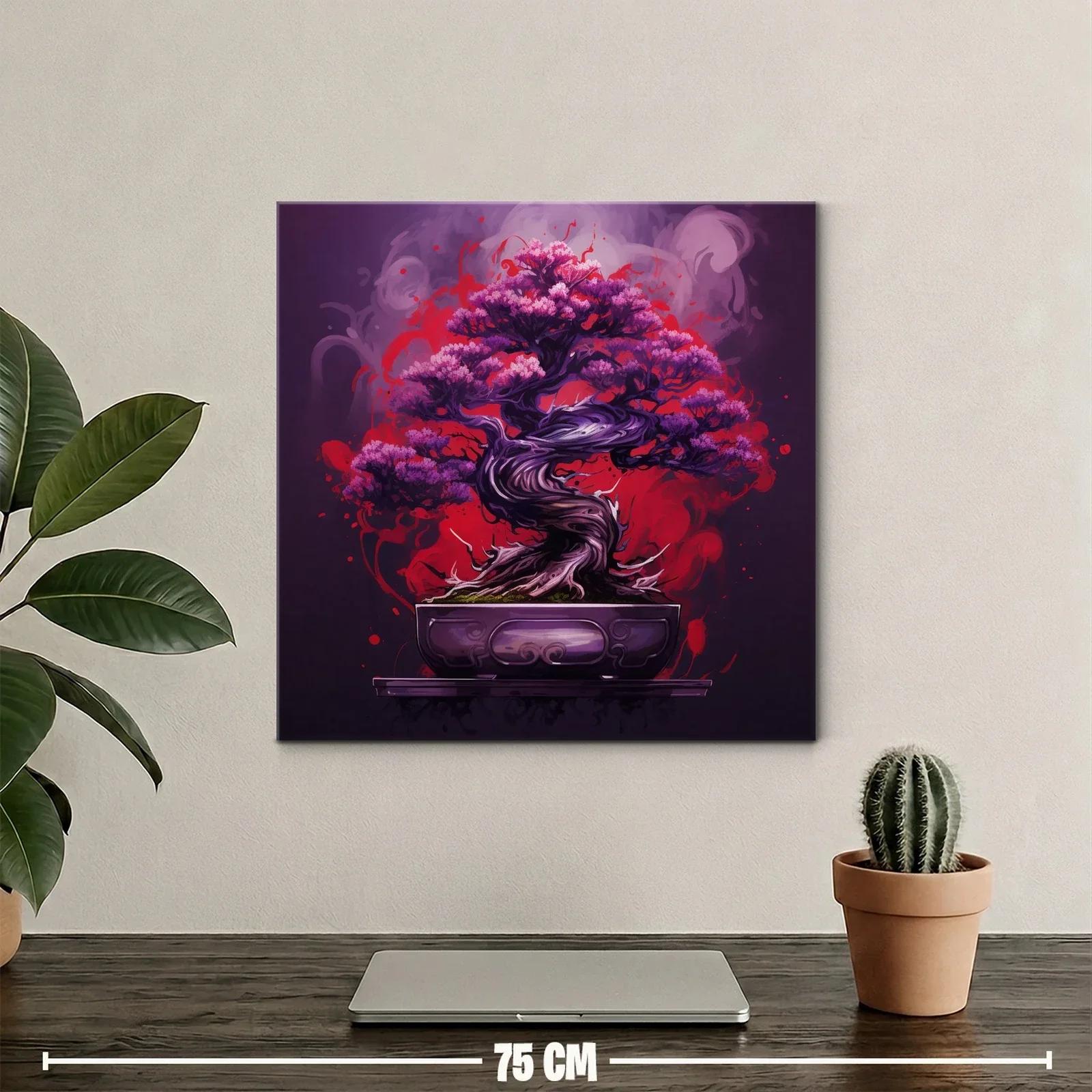 Árbol de Bonsái en Rojos y Morados Vibrantes — miniatura 2