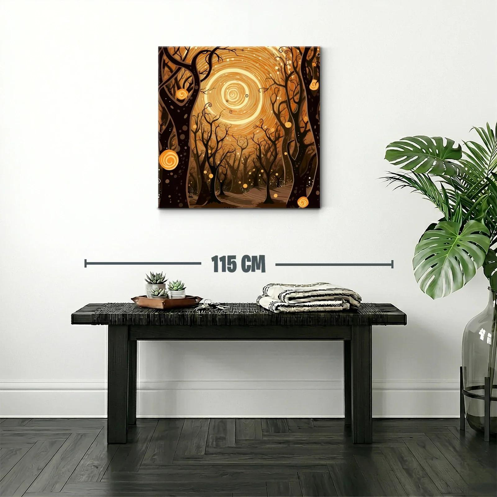 Bosque encantado bajo un sol espiral dorado — miniatura 2