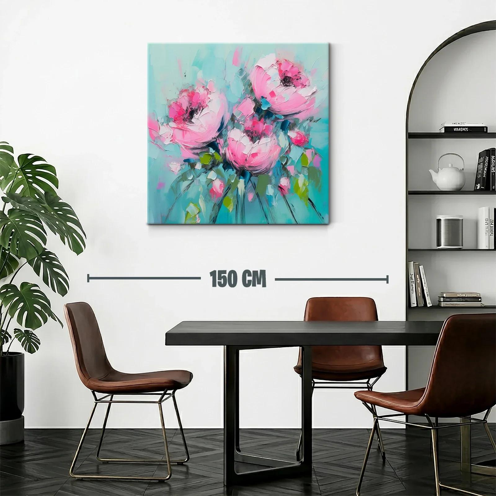Flores rosas vibrantes sobre fondo turquesa suave — miniatura 2