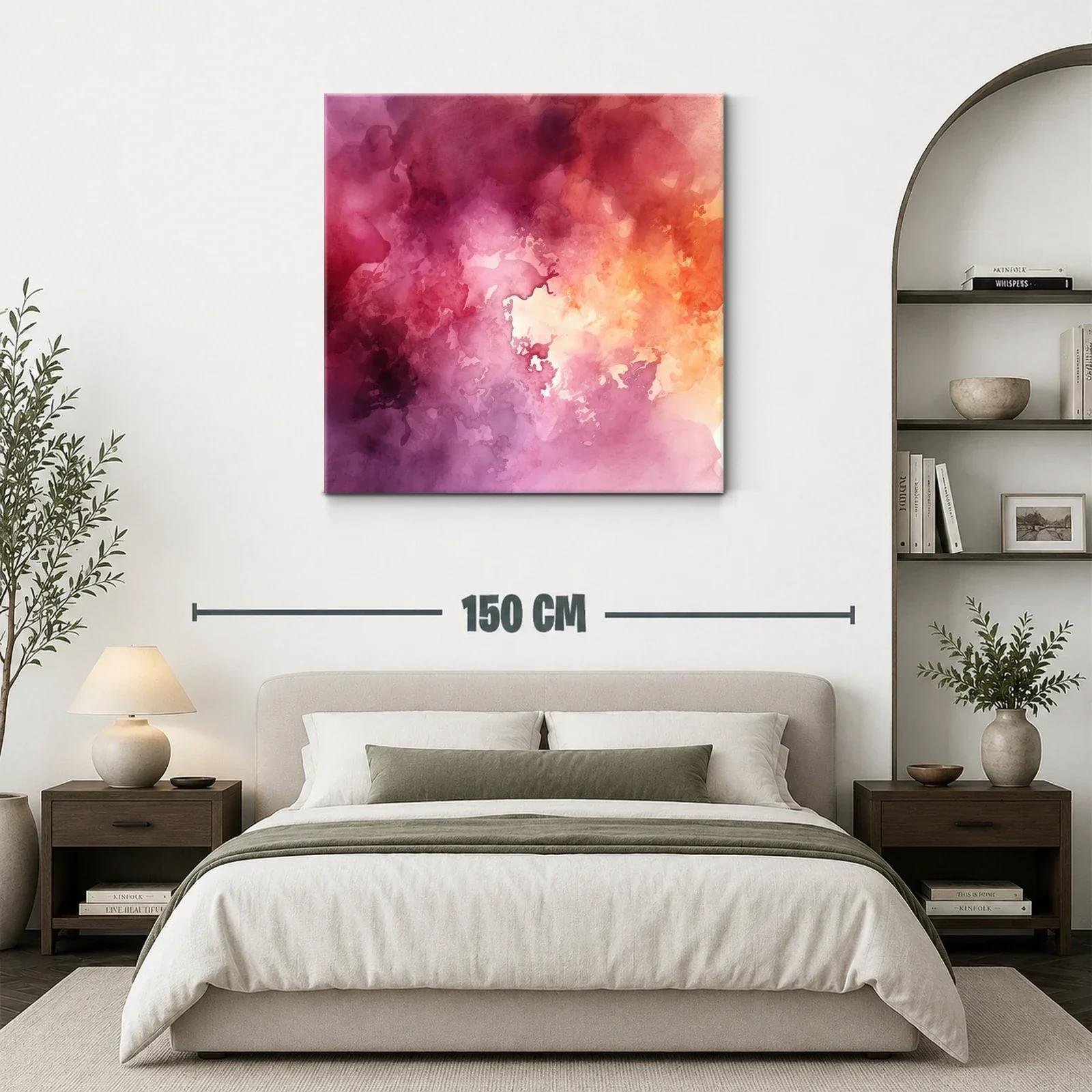 Cuadro abstracto con tonos cálidos y violetas intensos — miniatura 3