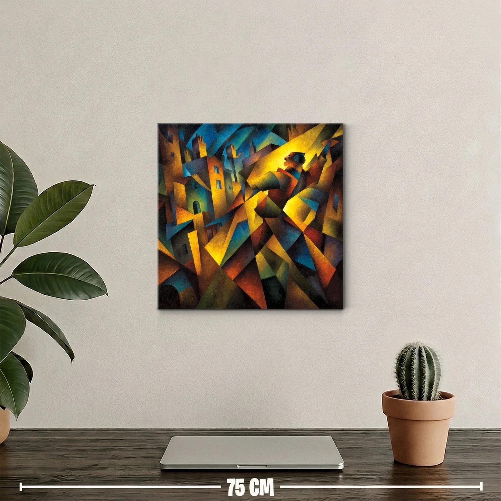 Composición geométrica vibrante con figura humana y luces — miniatura 2