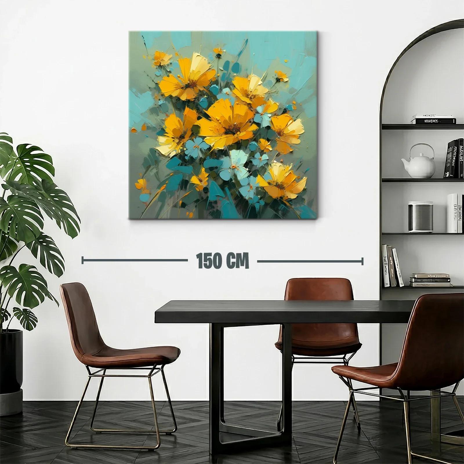 Ramo vibrante de flores amarillas y turquesas — miniatura 2