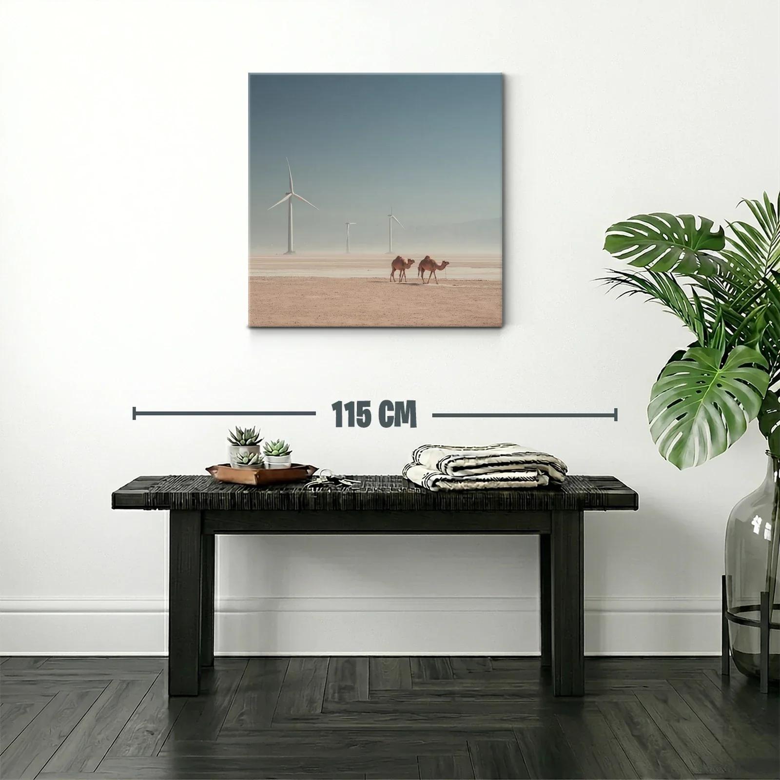 Paisaje Desértico con Camellos y Molinos de Viento — miniatura 2