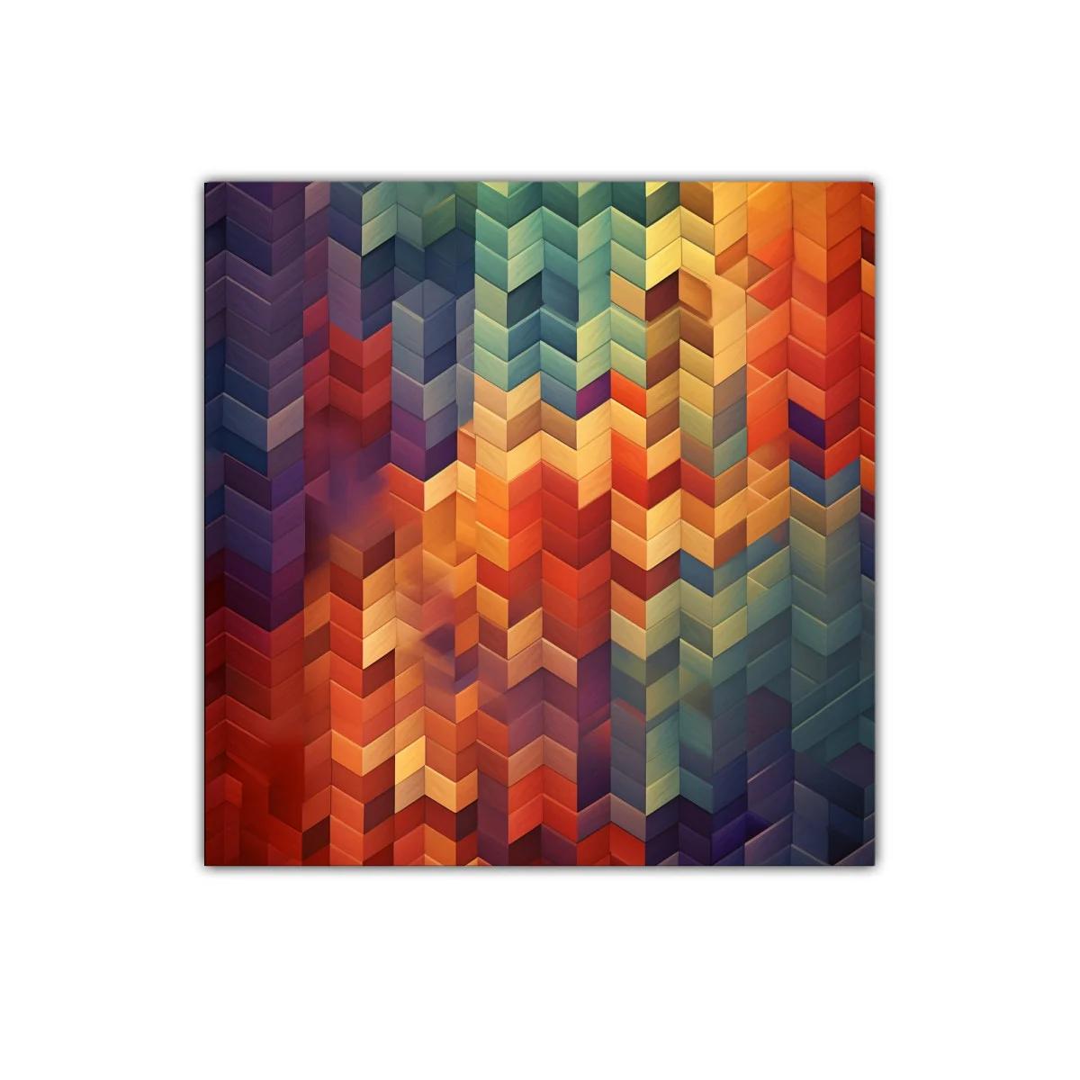 Cuadro decorativo con patrón geométrico en tonos cálidos y fríos — imagen principal
