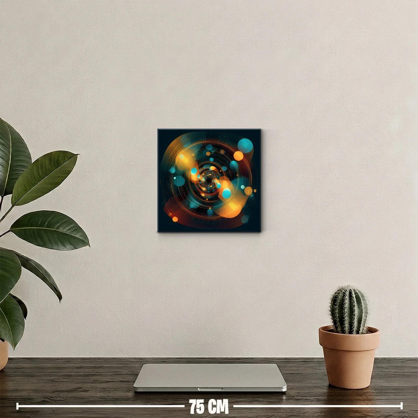 Cuadro abstracto con esferas y patrones circulares vibrantes — miniatura 2