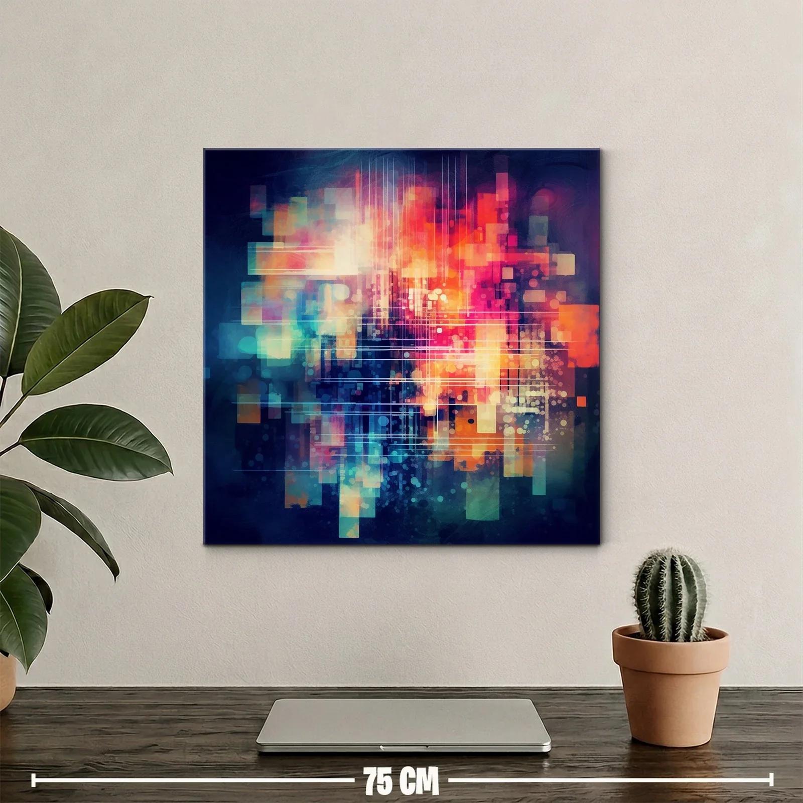 Composición abstracta en tonos cálidos y fríos vibrantes — miniatura 2