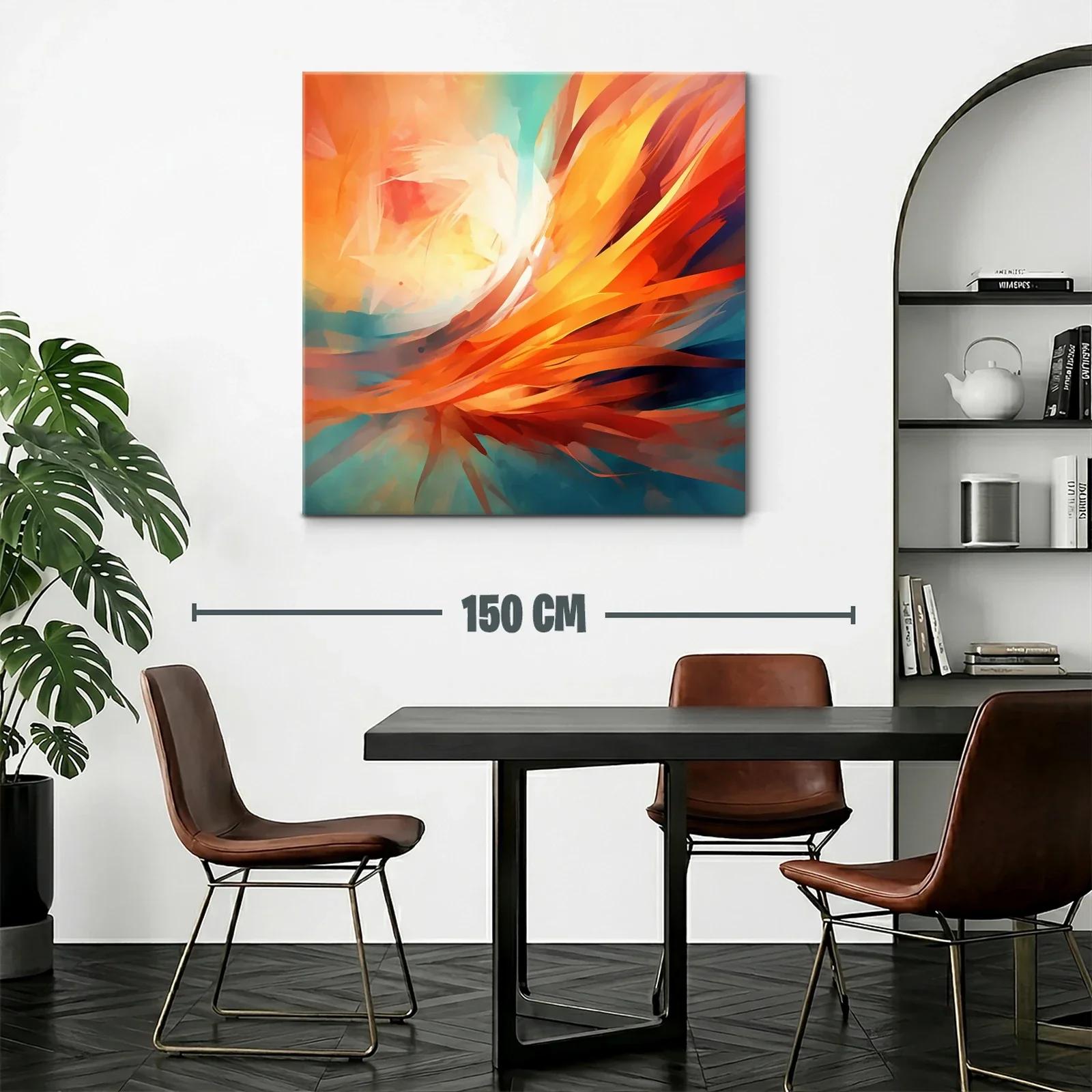 Cuadro abstracto con vibrantes tonos cálidos y fríos — miniatura 2