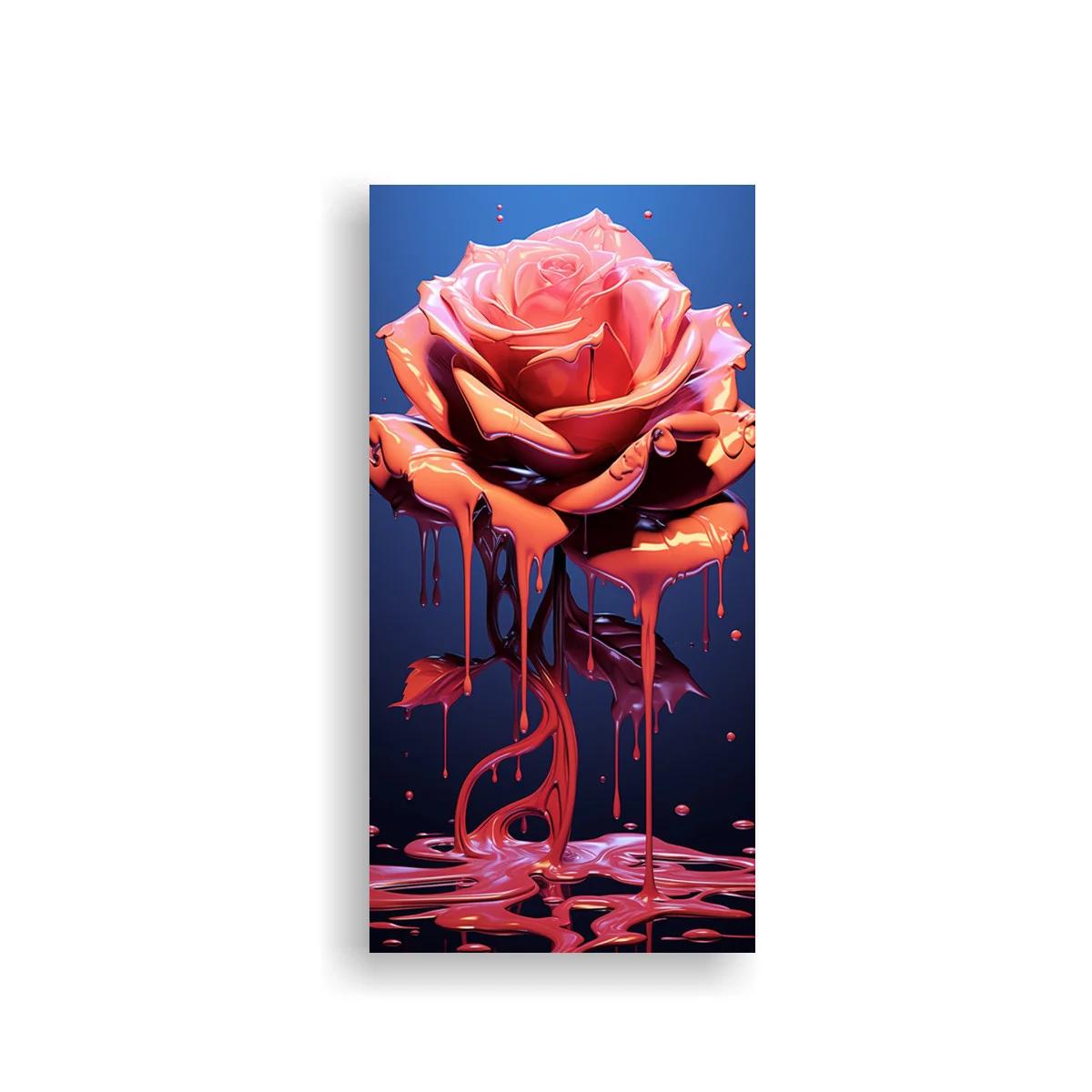 Cuadro rosa rosada derretida con goteos brillantes