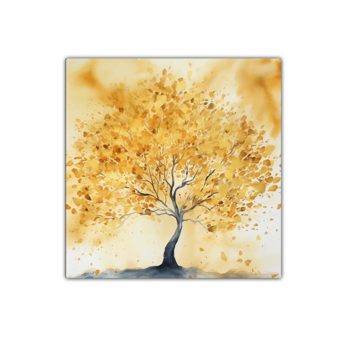Árbol dorado con hojas vibrantes para decoración elegante