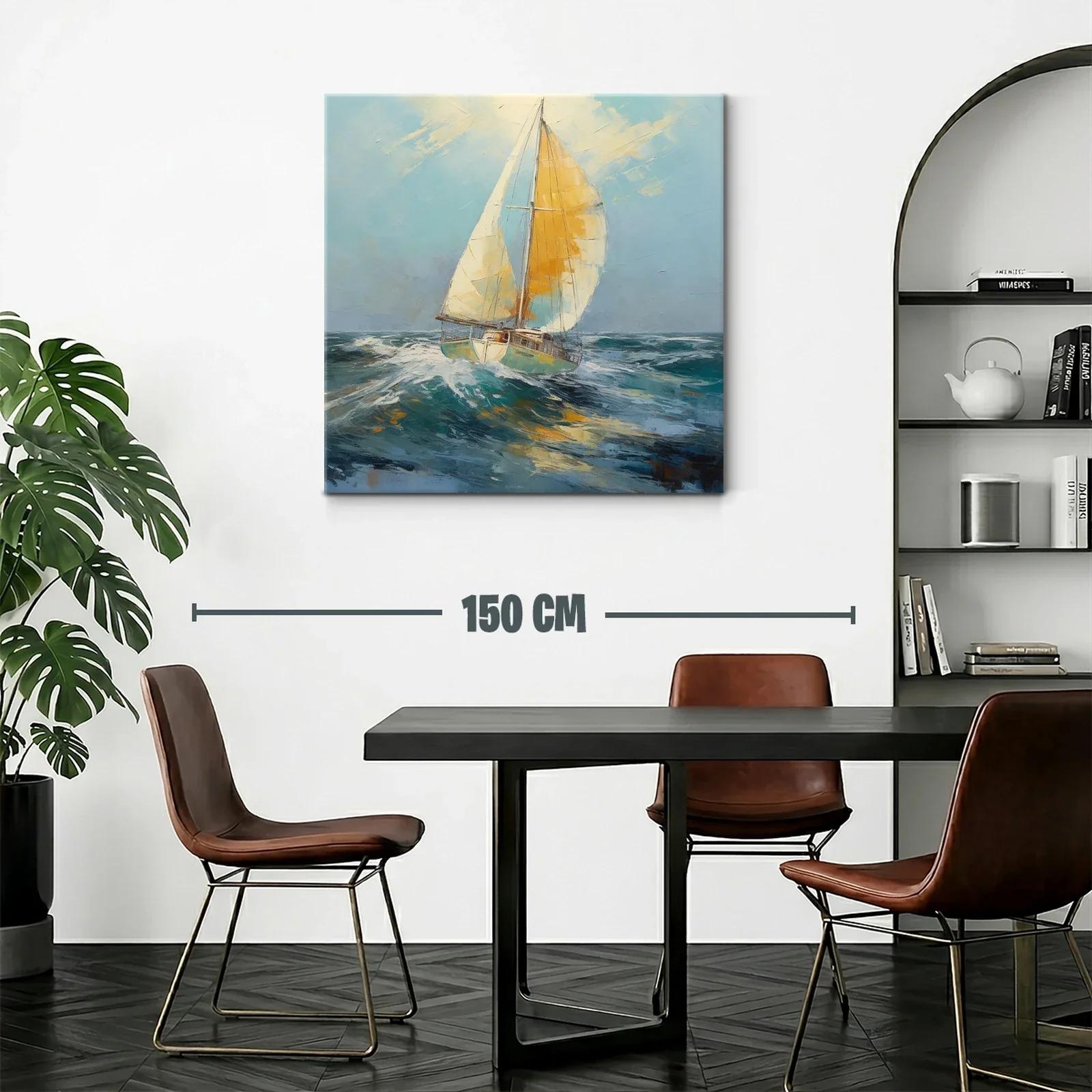 Velero navegando entre olas al viento marino — miniatura 2