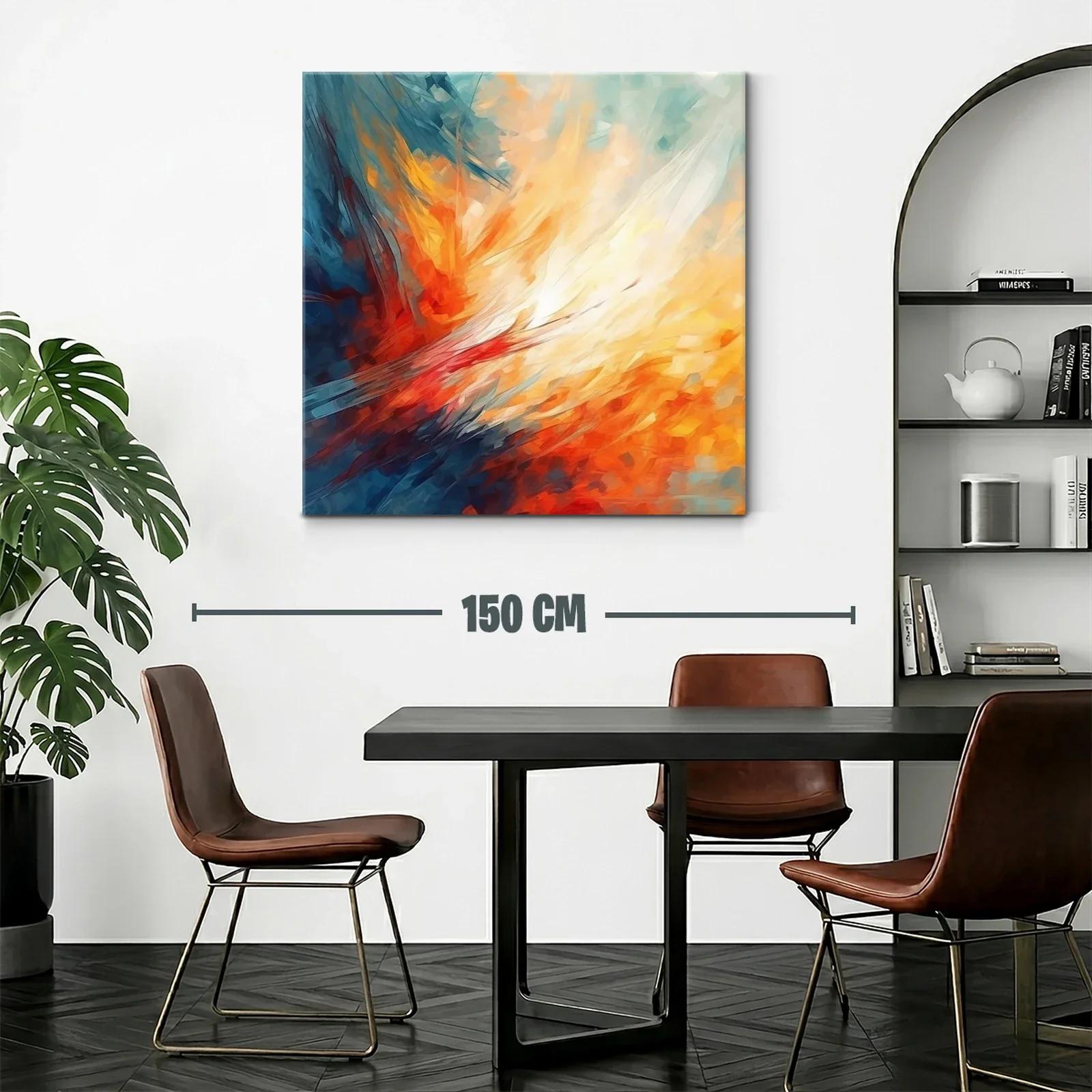 Cuadro abstracto con tonos cálidos y fríos vibrantes — miniatura 2
