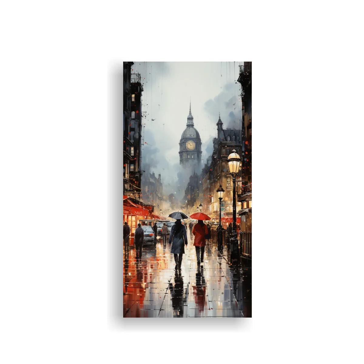 Cuadro Big Ben bajo la lluvia con reflejos brillantes — imagen principal