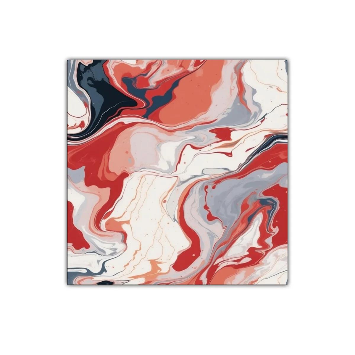 Cuadro abstracto con tonos rojos y grises fluidos — imagen principal