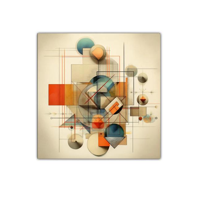 Composición geométrica moderna con tonos cálidos y fríos