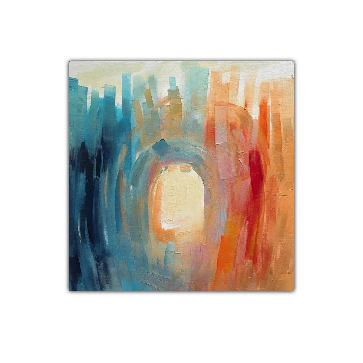Cuadro Abstracto en Tonos Cálidos y Fríos para Decoración Moderna — imagen principal
