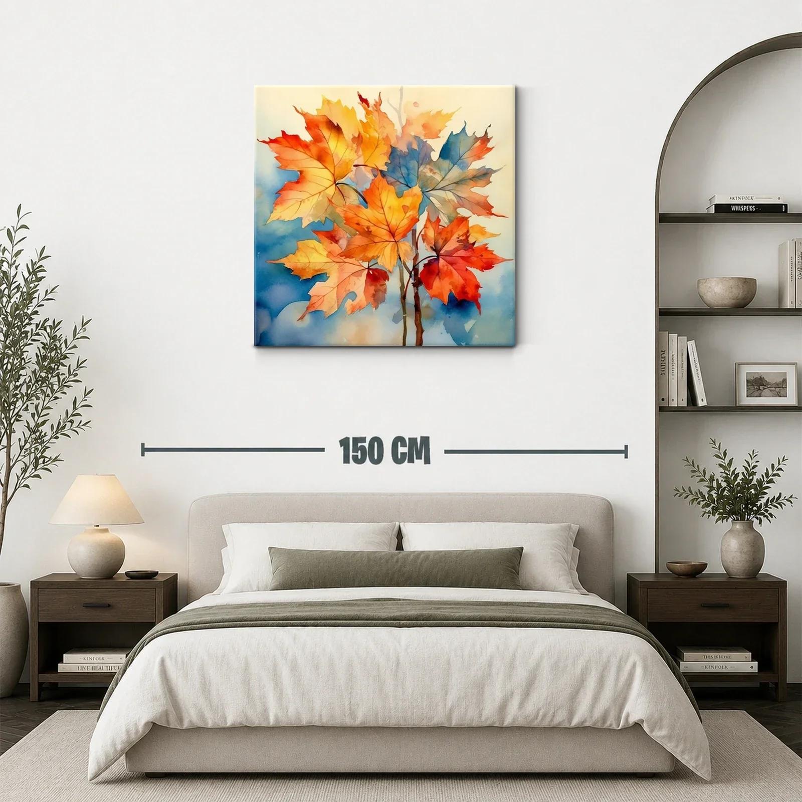 Hojas de otoño con vibrantes tonos cálidos y azules — miniatura 3