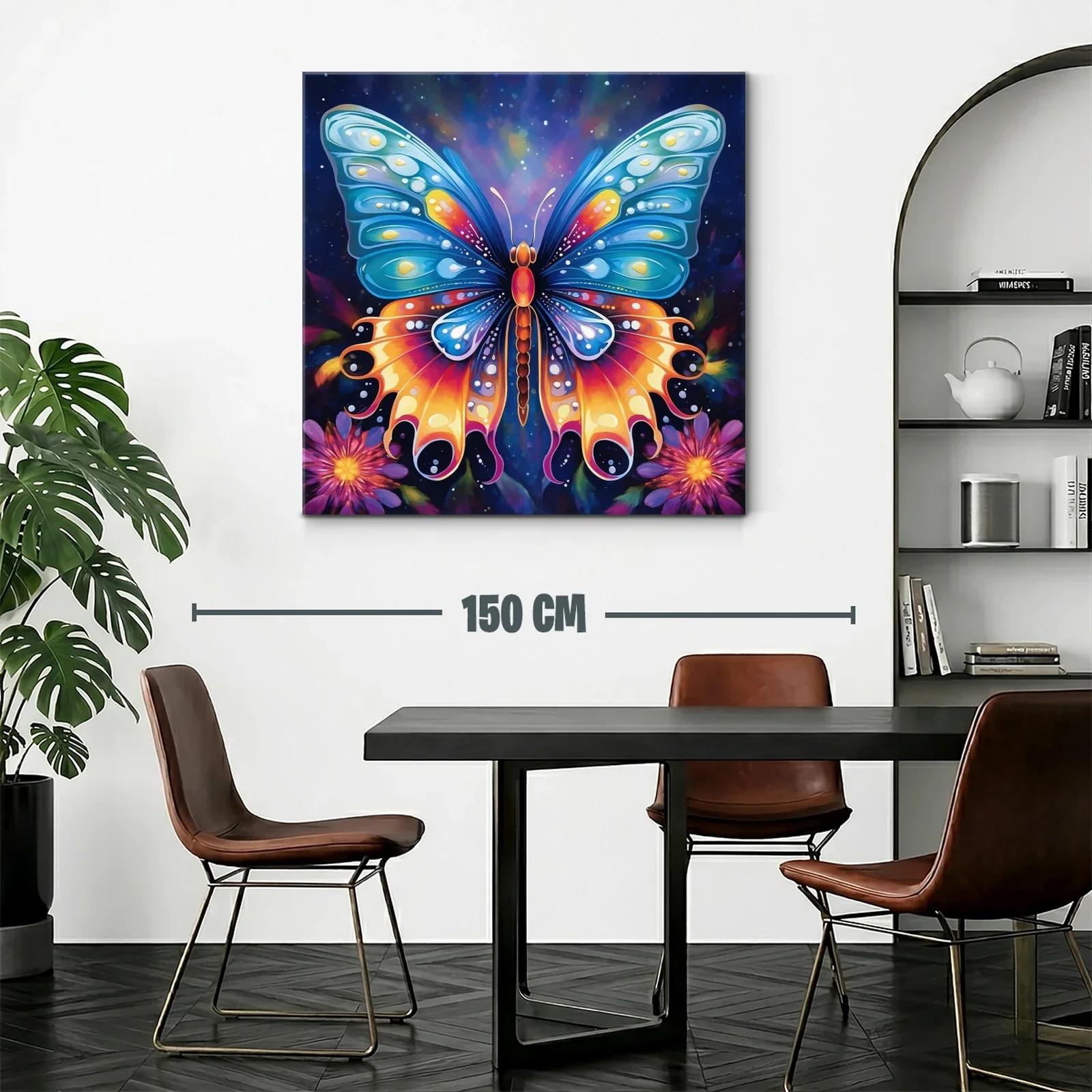 Mariposa vibrante entre flores con fondo estrellado — miniatura 2