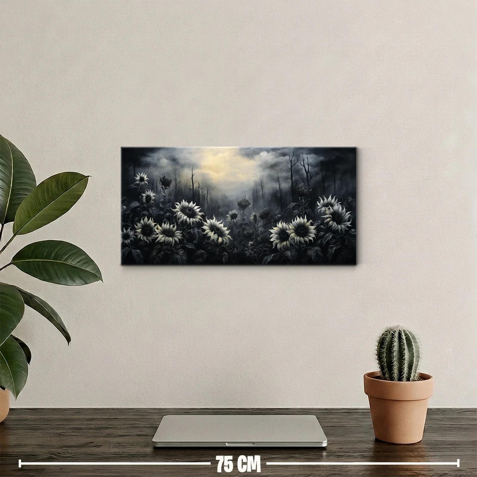 Cuadro girasoles blancos con cielo dramático — miniatura 2
