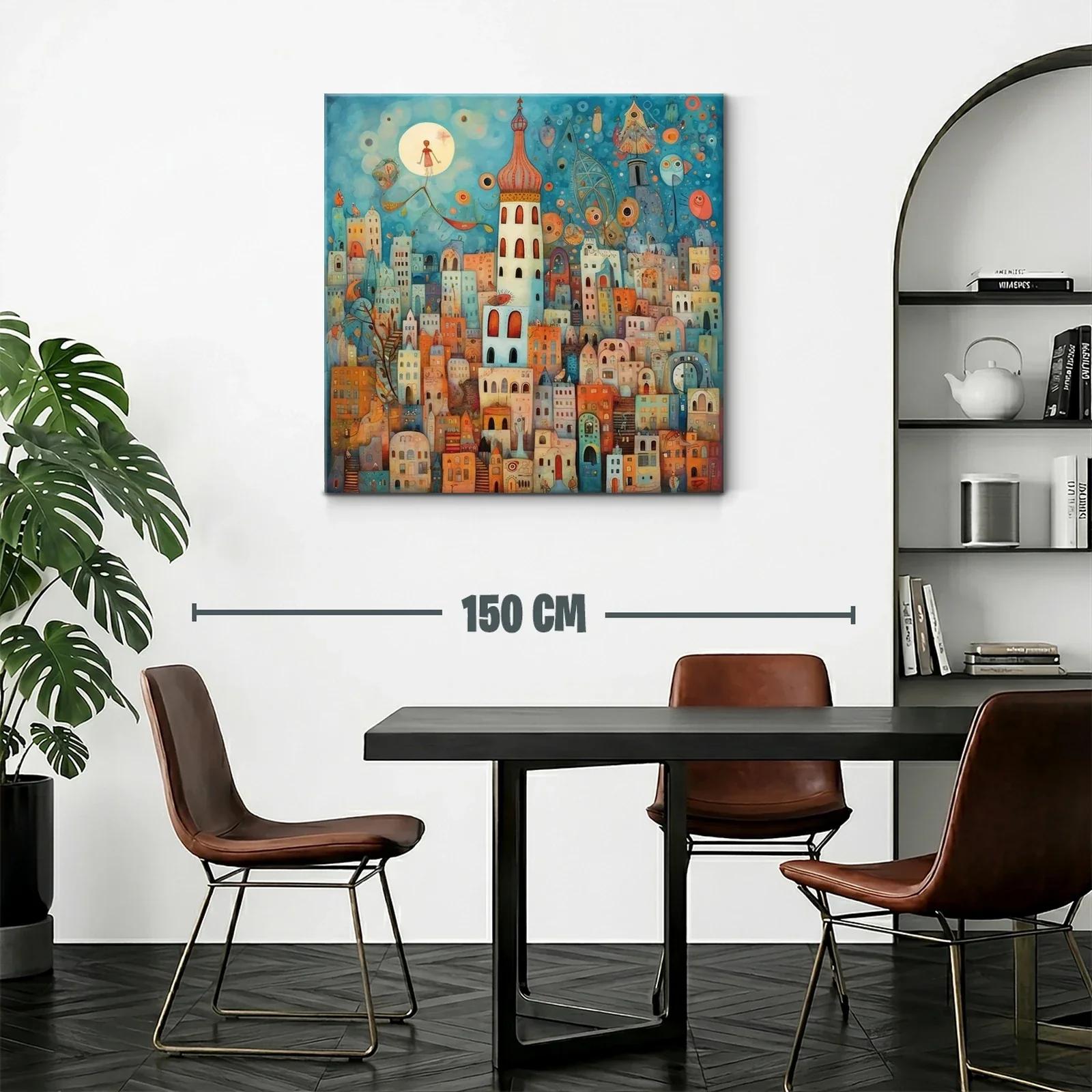 Ciudad encantada con torre y cielo onírico azul — miniatura 2