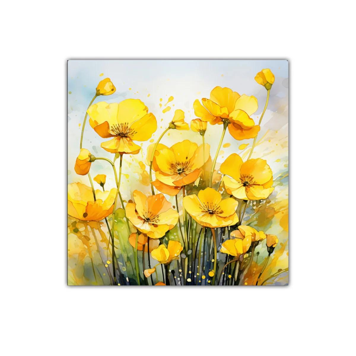Cuadro con vibrantes flores amarillas para decorar espacios — imagen principal